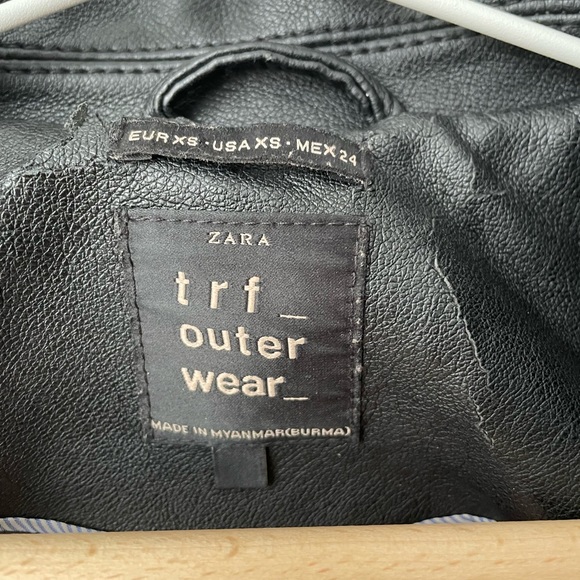 Zara TRF Faux Leather Cropped Moto Jacket Size xSmall - Picture 8 of 12